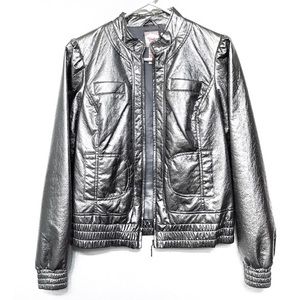 Silver snake print bomber jacket